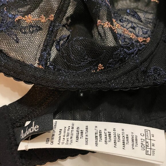 AUBADE Amour Precieux Triangle Underwire Bra in Cosmic Blue Size 40C NWT - Picture 8 of 14